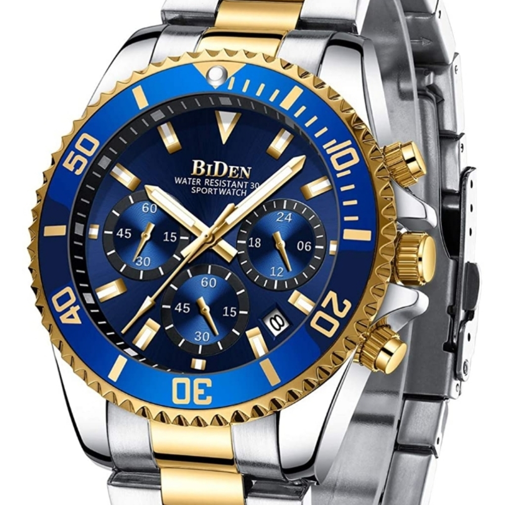 Mens Watches Chronograph Stainless Steel Waterproo